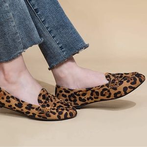 Leopard print slip on flats